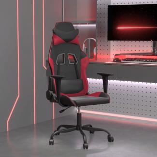 vidaXL Gaming-Stuhl mit Massagefunktion Schwarz und Weinrot Kunstleder 345406