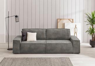 Home affaire 3-Sitzer SHERWOOD Schlafsofa (257cm) Cord, Samtvelours, Vintage-Lederoptik, Schlaffunktion mit Bettkasten (ca. 136/200cm)