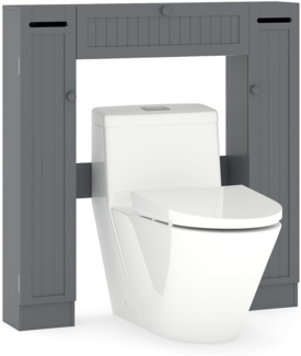 Regal über der Toilette freistehender Badezimmerschrank mit verstellbaren Regalen Toilettenpapierhalter Grau