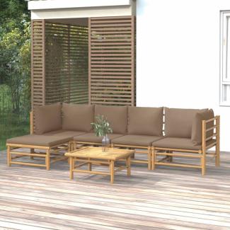 vidaXL 6-tlg. Garten-Lounge-Set mit Kissen Taupe Bambus 3155116