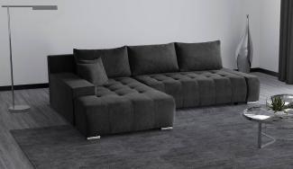 Beautysofa Ecksofa Draco L, Grau, Dunkelgrau, inkl. Wellenfedern Ecke mit Einfügung, Polstersofa mit Schlaffunktion, L-Form Ecksofa mit Bettkasten