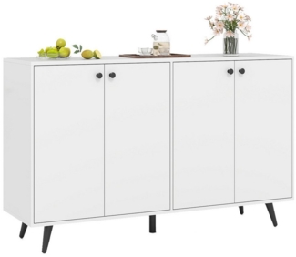 COSTWAY Kommode, Buffet Küchenschrank mit verstellbarem Regal, weiß