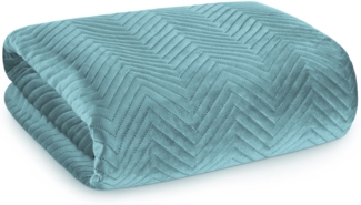 Tagesdecke Velours Samtdecke Gesteppt Steppdecke Klassische Decke SOFIA minze 200x220 cm minze