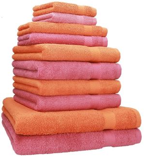 Betz Handtuch Set 10-tlg. Handtuch-Set CLASSIC Farbe orange und altrosa, (Set, 10-St)