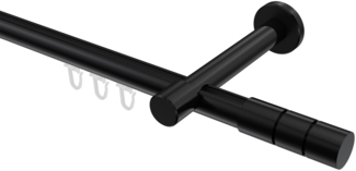 Innenlauf-Gardinenstangen-Set Prestige Elanto 240 cm (geteilt in 2 x 120 cm), 1-läufig, 20 mm Ø Schwarz