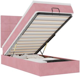 vidaXL Ottoman-Bett mit Matratzen & LEDs Rosa 90x200 cm Samt 3314299