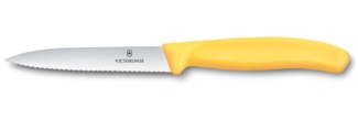 Victorinox Swiss Classic, Gemüsemesser, 10cm, Wellen, Mittelspitz, Gelb