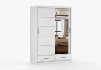 imoebel24 Schwebetürenschrank FLORENCE 150 cm - Weiss / Weiss