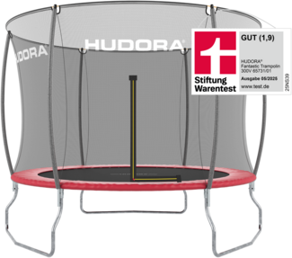 HUDORA 'Fantastic Trampolin 300V', mit Sicherheitsnetz, für die ganze Familie, max. belastbar bis 100 kg, 300 cm Durchmesser, rot, ab 3 Jahren