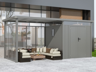 Metall Gerätehaus Style 4,45 m² Spar-Set 5 Alu Grau