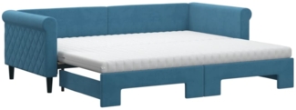 vidaXL Tagesbett Ausziehbar mit Matratzen Blau 90x200 cm Samt 3197794