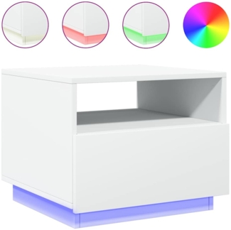 Couchtisch, Sofatisch mit LED-Leuchten Weiß 50 x 49 x 40 cm