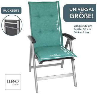 LILENO HOME Hochlehnerauflage Gartenstuhl Auflage, bequeme Sitzauflage für Gartenmöbel, Stuhlkissen, (2 St, 2er Set), Polsterauflage Türkisgrün, Sitzpolster für Klappstühle