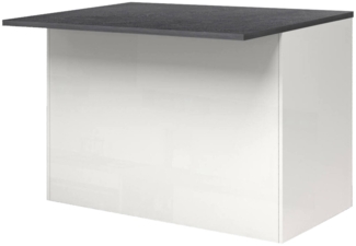 Dmora Kücheninsel Analiza, Mehrzweckschrank, Küchenzeile Schrank, Zusätzlicher Tisch, 100 % Made in Italy, 125 x 90 x 90 cm, glänzendes Weiß und Schiefer