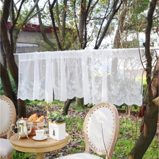 Sunicol Scheibengardine Voile Landhaus Bistro Vorhänge Küche Kurzvorhang Gardine (1 St), transparent, (B*H): 100x60cm, 150x60cm, 200x60cm, 250x60cm