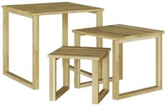 vidaXL Liegestuhl Tisch 3 pcs Braun 50,5 x 50 x 46 cm 42013040