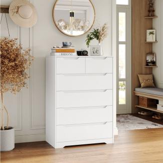 HOMECHO Kommode, mit 6 schubladen, Sideboard Highboard mit Viel Stauraum, Weiß