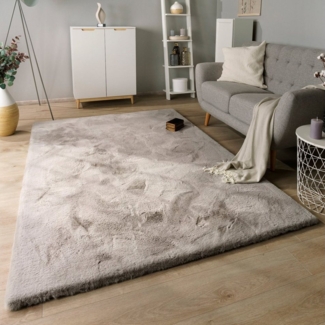 Paco Home Hochflor-Teppich Rabbit Deluxe 860, rechteckig, Höhe: 39 mm, Kunstfell, Uni-Farben, sehr weicher Flor, Wohnzimmer, Schlafzimmer