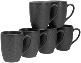 CreaTable Becher Schiefer Schwarz Kaffeebecher 6-tlg, Steinzeug