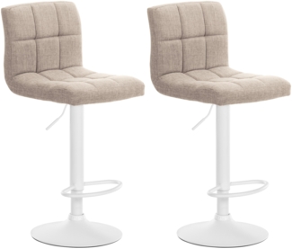 DELUKE® Barhocker 2er Set MADRID - Creme, Stoff, Weiß Barhocker mit Lehne Barstuhl Tresenhocker Tresenstuhl Kneipenhocker Kneipenstuhl