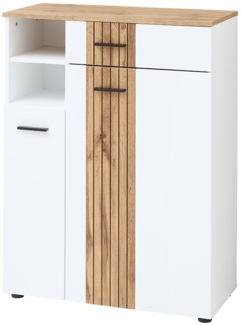 Schuhschrank Spike / Sparks , Holzwerkstoff , Weiß, Holzfarben , 80 x 106 x 38 cm