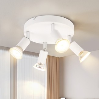 ZMH LED Deckeneinbaustrahler Weiß - 4 Schwenkbare GU10 Metallspots Moderne Deckenlampe für Wohnzimmer, Schlafzimmer, Küche, Flur, Esszimmer