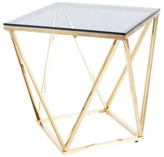 Couchtisch Glastisch Silver B 50x50x53cm Gold