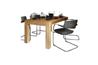 Esstisch Lubic aus Wildeiche massiv 80x190x77 cm mit Holzbeinen