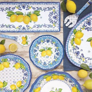 EasyLife Frühstücksteller Sorrento, Spülmaschinengeeignet, Mehrfarbig, Zitronen, H: 1.5cm