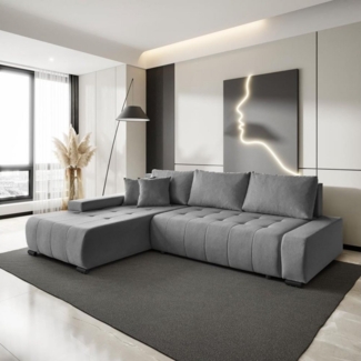 Beautysofa Ecksofa DRACO mit Schlaffunktion und Bettkasten, Ecke mit Einfügung