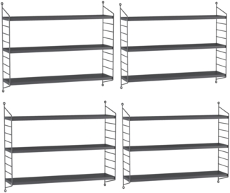 Modulares Wandregal Strängnäs 4er Set Dunkelgrau [en. casa]