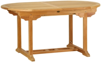 Kai Wiechmann Gartentisch Teak Ausziehtisch oval als flexibler Holztisch aus Teak, ausziehbarer und unbehandelter Teaktisch oval