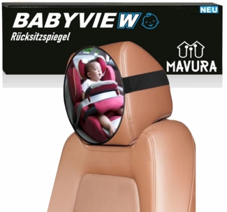 MAVURA Spiegel BABYVIEW Rücksitzspiegel Baby Auto Spiegel Babyspiegel 360° schwenkbar, Rücksitz Halterung für Kopfstütze Rückspiegel Crash Test bruchsicher