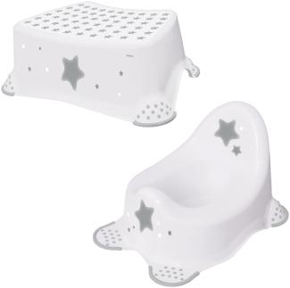 Keeeper 2-teiliges Badeset Schemel und Baby Töpfchen Stars Cosmic White