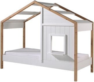 Hausbett >BABS< inkl. Lattenrost, teilmassiv eichfarbig / weiss - 210x170x97cm (BxHxT)