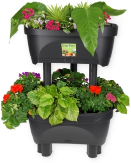 Blumentopf groß draußen Erdbeertopf Pflanzturm Blumentopf hoch Pflanzsäule Kräutertopf Balkon Pflanzkübel anthrazit Kräuterturm Pflanztopf Outdoor Säulentopf