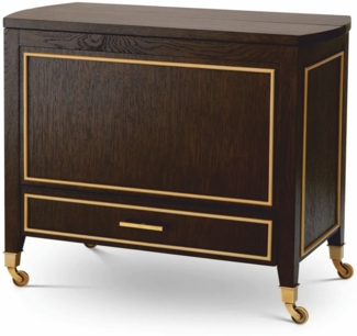 Casa Padrino Luxus Servierwagen Dunkelbraun / Messing 90,5 cm - Hotel Trolley