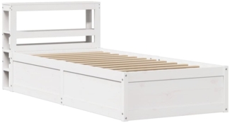 vidaXL Massivholzbett mit Kopfteil Weiß 90x200 cm Kiefer 3306352