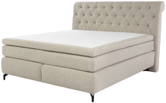 Boxspringbett Sheffield Mix / Scarlett Mix, Holzwerkstoff, Stoff, Beige, 192 x 128 x 230 cm