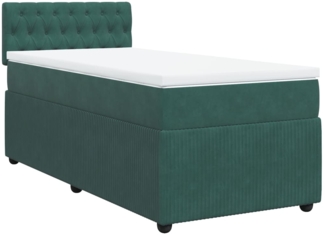vidaXL Boxspringbett mit Matratze Dunkelgrün 90x200 cm Samt 3287647