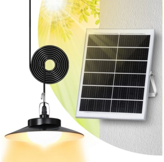 Jibenhome LED Solarleuchte Solar Pendelleuchten Außen 1/2/3/4 Kopf,mit Extra Großes Solarpanel, 5 Beleuchtungsmodi & Fernbedienung, mit 5m Kabel,für Garage, Patio