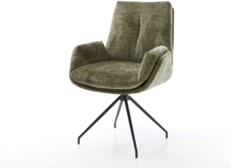Drehstuhl Clea-Flex Chenille Olive Kreuzgestell konisch Schwarz 180° drehbar