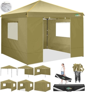 Faltbarer Pavillon 3x3m Wasserdicht mit 4 Seitenteilen Stabil & UV-Schutz