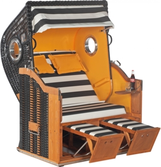 Sonnenpartner Gartenstrandkorb "Classic" 2-Sitzer, Halbliegemodell Kunststoffgeflecht schwarz mit se