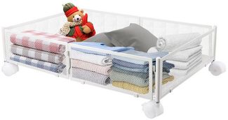 JEOBEST Unterbettkommode Unterbettaufbewahrung mit Rädern Metallrahmen, Faltbare Unterbettbox