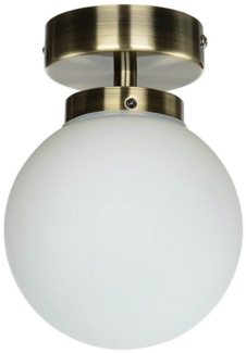 Licht-Erlebnisse Deckenleuchte TOHO, ohne Leuchtmittel, Badlampe Decke in Messing Weiß Kugelschirm