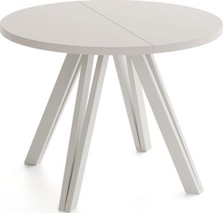 WFL GROUP Esstisch Ravano ausziehbar rund modern mit Holzbeinen in Kaschmir (MADE IN EU, drei Größen – 100 cm, ausziehbar auf 140/180 cm), platzsparender Tisch für kleine Küche, Esszimmer oder Wohnzimmer