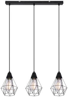 LED Hängeleuchte, Gitter, Schwarz, L 58 cm, ISABELLA