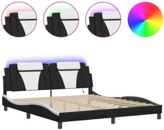 vidaXL Bettgestell "Viana" mit LED ohne Matratze Schwarz und Weiß 180x200 cm Kunstleder 3214041