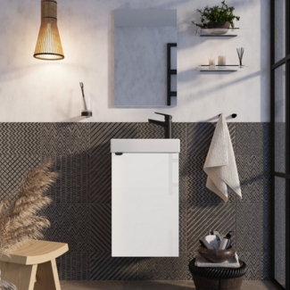 welltime Badmöbel-Set Badmöbel-Set Gesa, Schrank mit Waschbecken und Spiegel, wandhängend, Waschbeckenunterschrank mit Wachbecken und Spiegel